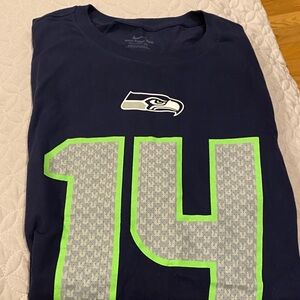 Nike Navy and Lime Green Seahawks Tee